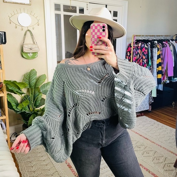 Moon & Madison Oversized Chunky Knit Boho Sweater - Picture 1 of 10